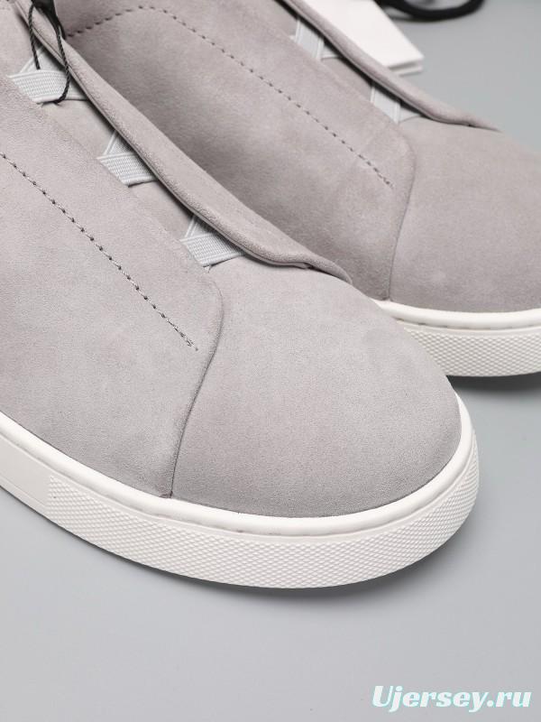 2024 Men Ermenegildo Zegna Grey Suede Sneakers MJ00240