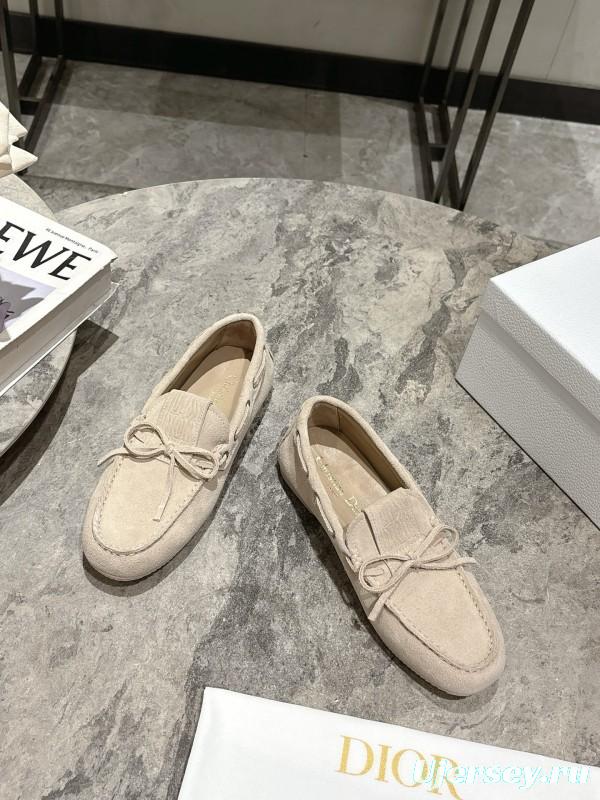 2025 Women Dior Beige Suede Loafers