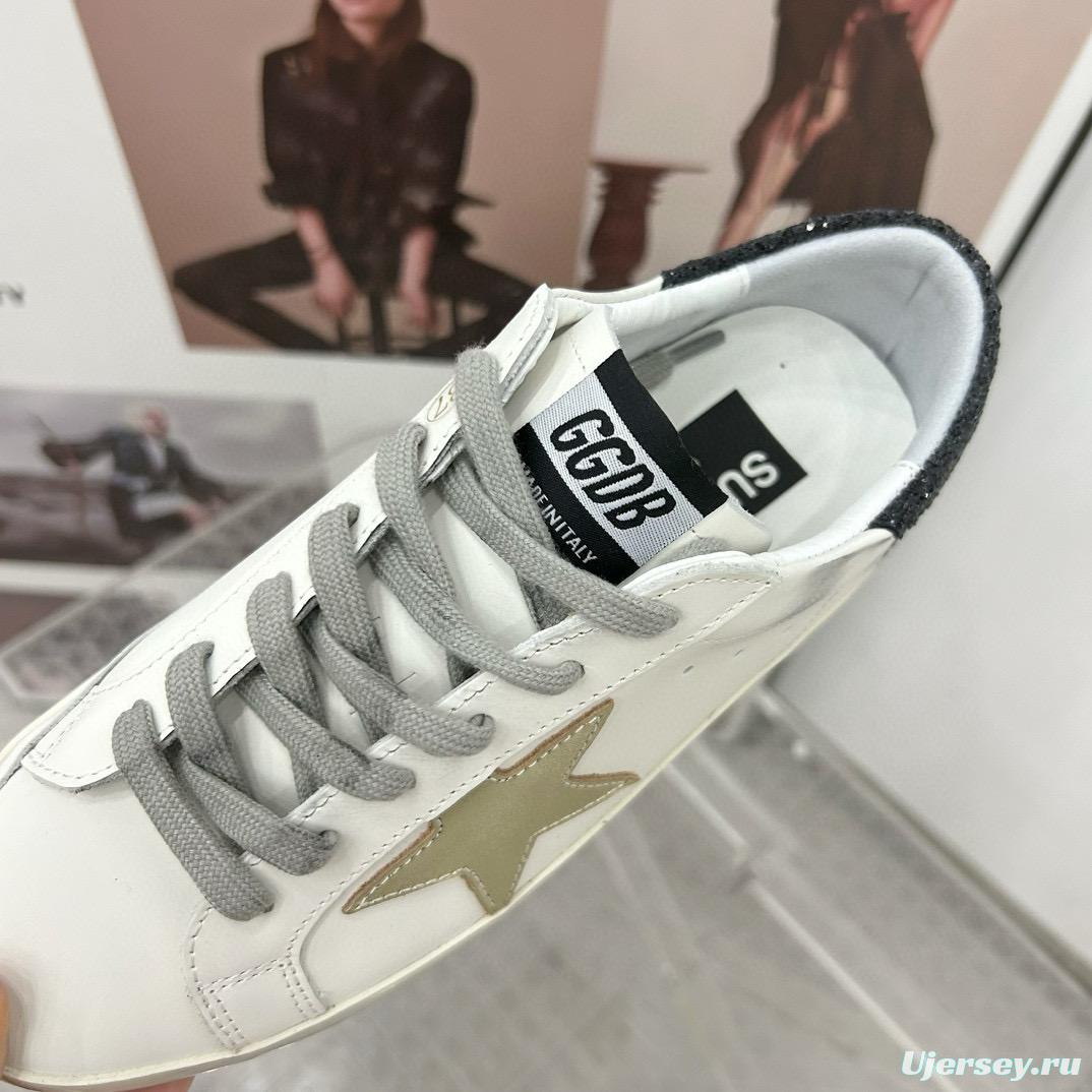 2025 Women GGDB White Gold Black Leather Sneakers