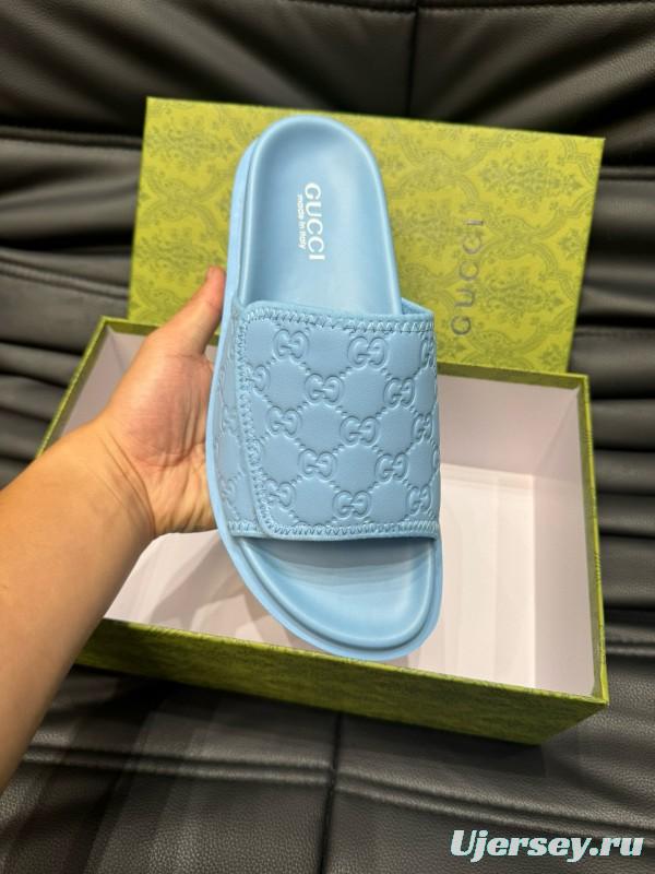 2024 Slippers Gucci Light Blue Synthetic Leather Slippers MJ00200