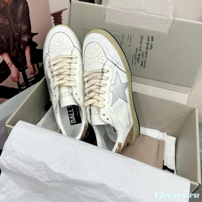 2024 Unisex GGDB White Silver Glitter Leather Sneakers MJ00260