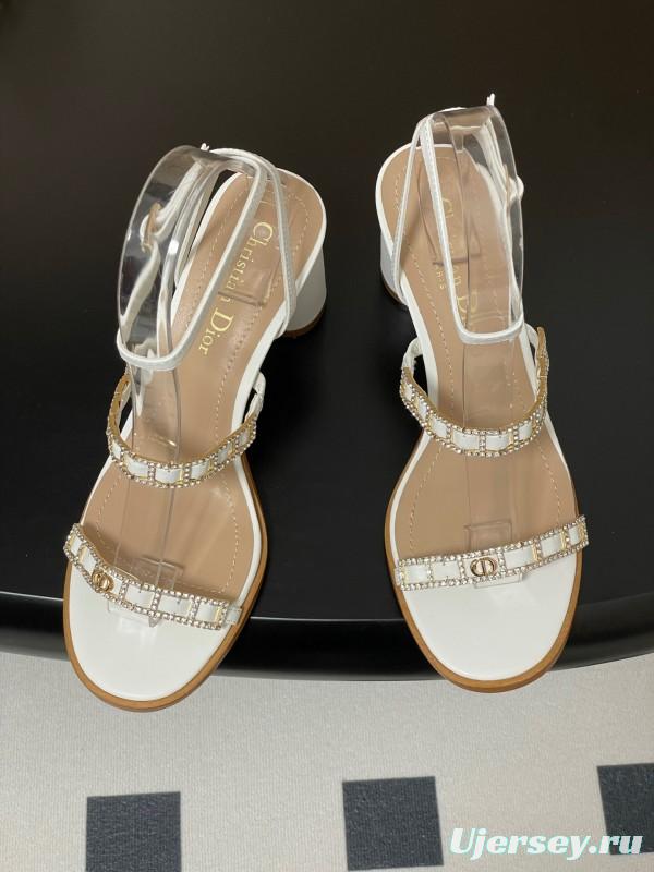 Dior D-lssime Heeled Sandals with Crystal Embellishments and Cross Straps - 2025SS