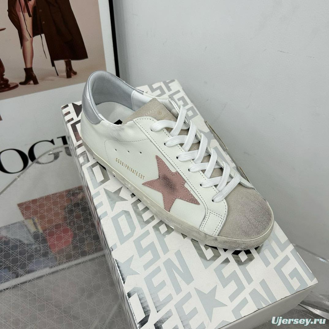 2025 Women GGDB White Pink Leather Sneakers