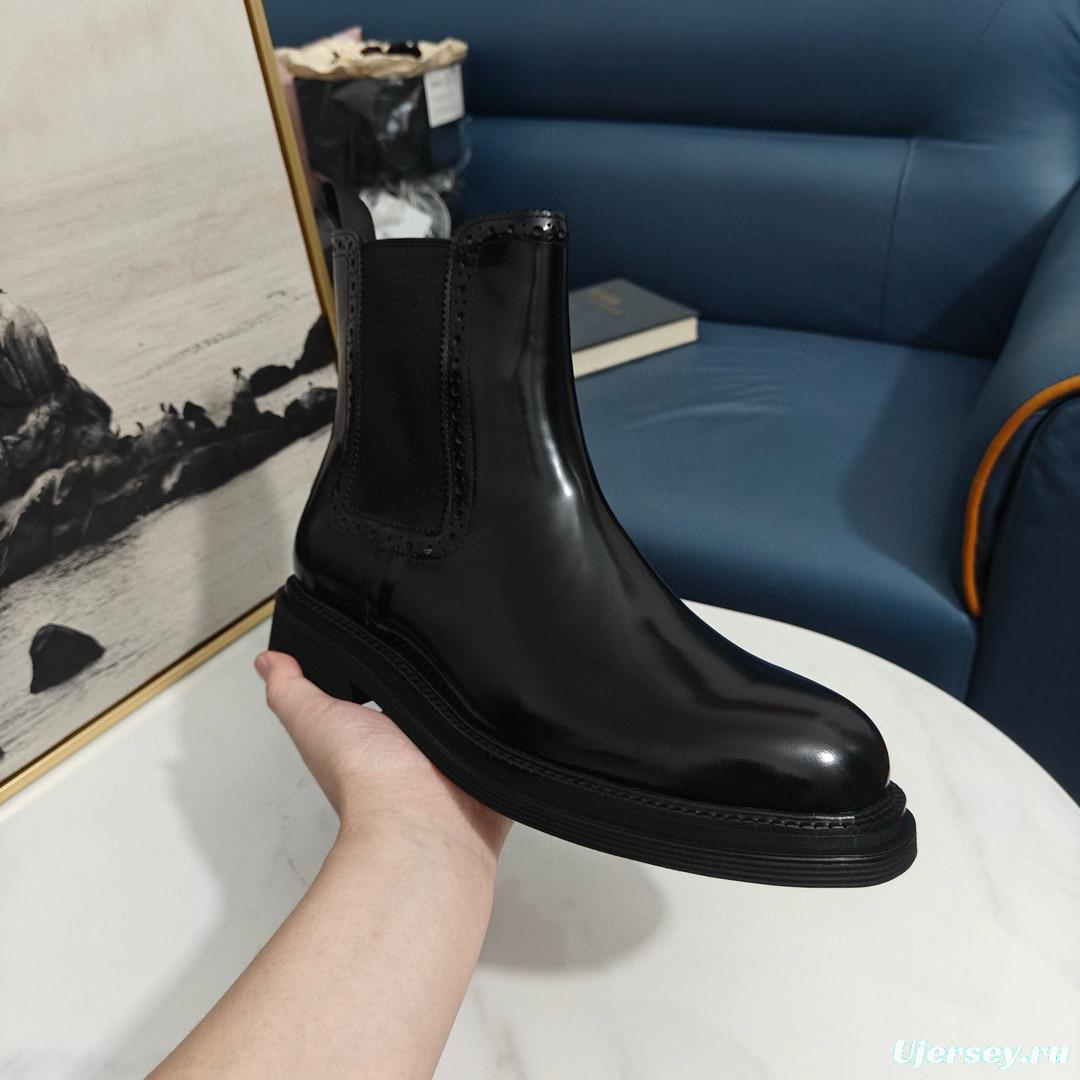 2024 Men Dolce & Gabbana Black Leather Ankle Boots