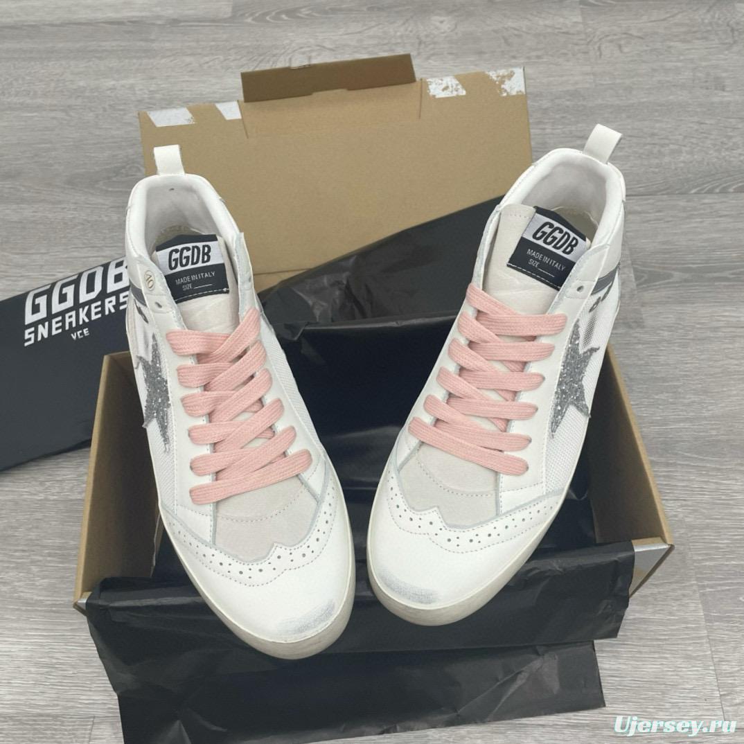 2024 Unisex GGDB White Pink Grey Leather Mesh High Top Sneakers MJ00300