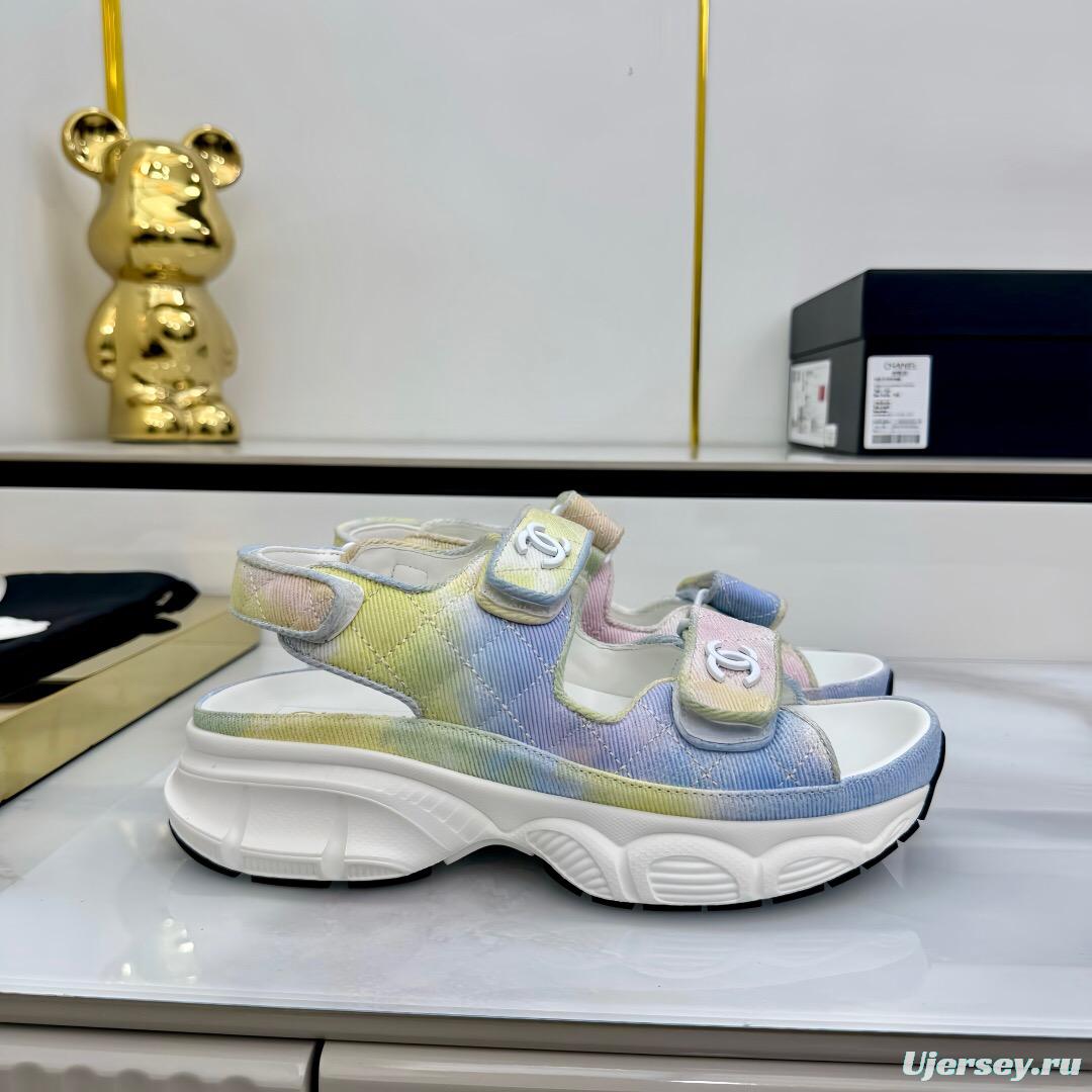 2025 Slippers Chanel Pastel Yellow Blue Pink Textile Slippers