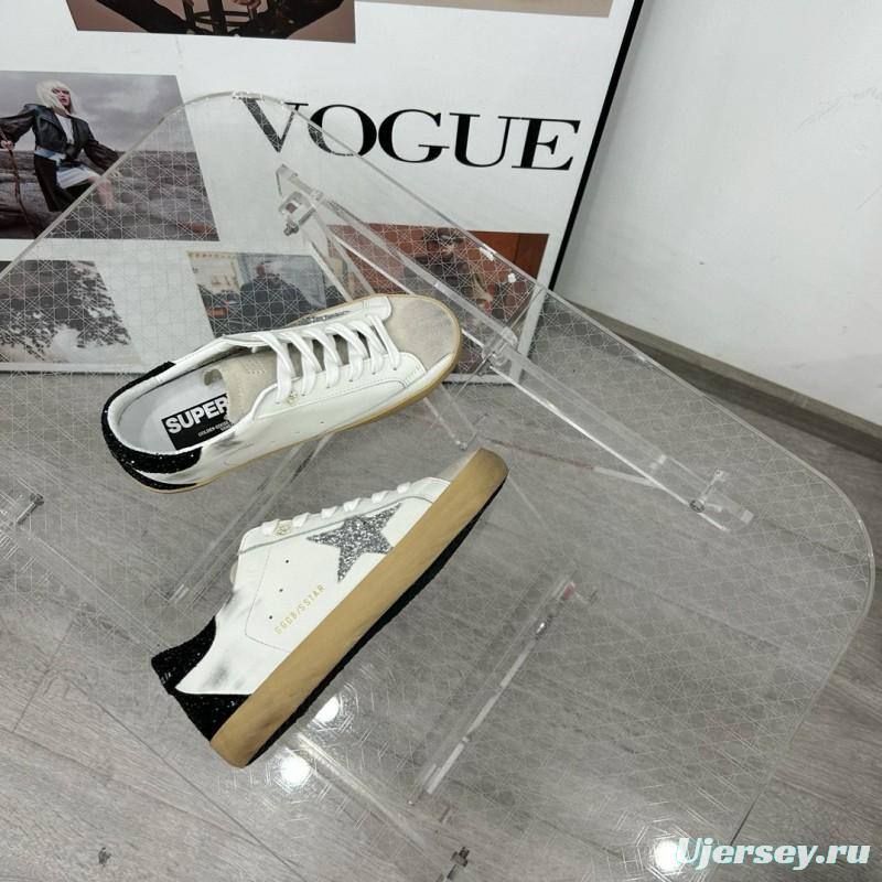 2025 Women GGDB White Black Silver Leather Suede Sneakers