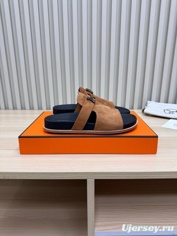 2025 Slippers Hermès Brown Suede Slippers