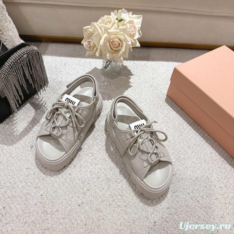 2025 Women Miu Miu White Lycra Sandals LY00280