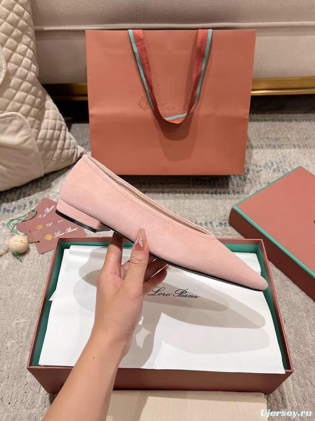 2025 Women LP Pink Suede Ballet Flats LY00300