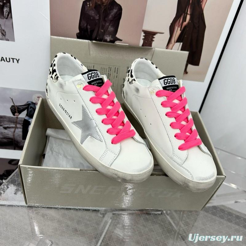 2025 Women GGDB White Pink Leather Sneakers