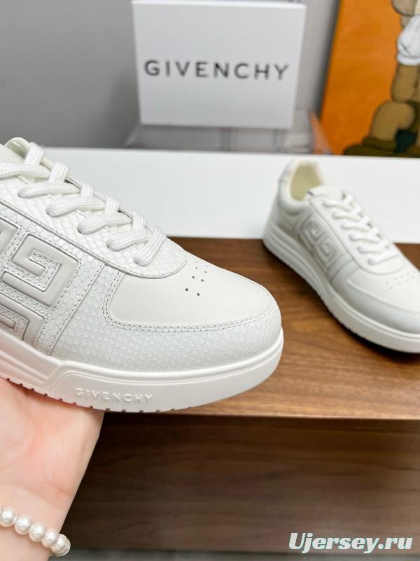2024 Unisex Givenchy White Silk Calfskin Patent Leather Low Top Sneakers MJ00380