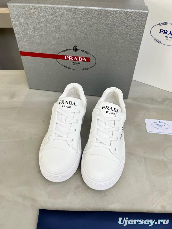 2024 Unisex Prada White Calfskin Leather Sneakers MJ00310