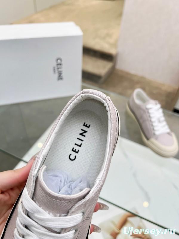 2025 Women Celine Light Grey Canvas Sneakers LY00210