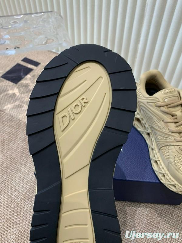 2024 Unisex Dior beige mesh leather sneakers MJ00400
