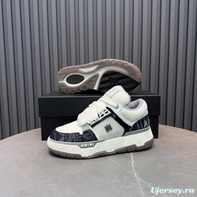 2024 Unisex Amiri White Black Leather Sneakers MJ00360