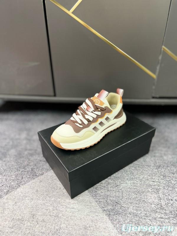 2024 Unisex Armani Beige Brown Pink Leather Mesh Casual Shoes MJ00230