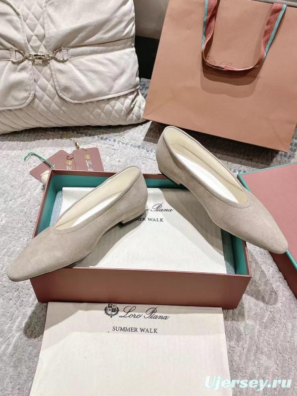 2025 Women LP Beige Suede Ballet Flats LY00320