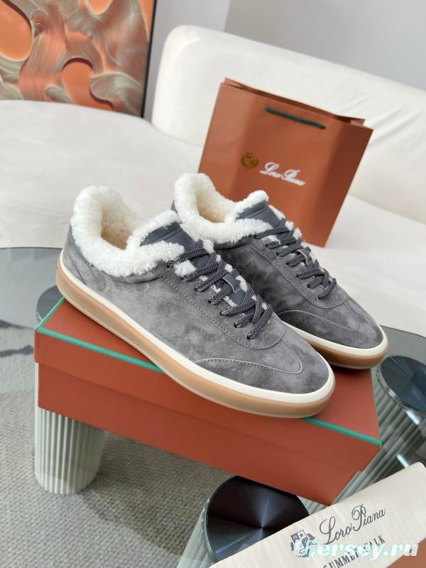 2024 Unisex Le Parmentier Grey Suede Rubber Low Top Sneakers MJ00350
