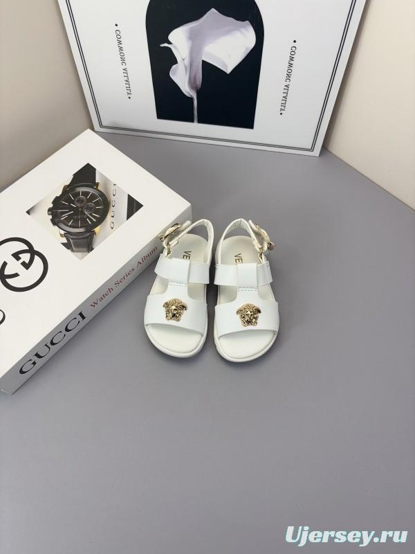 2025 Kids Versace Black White Leather Sandals