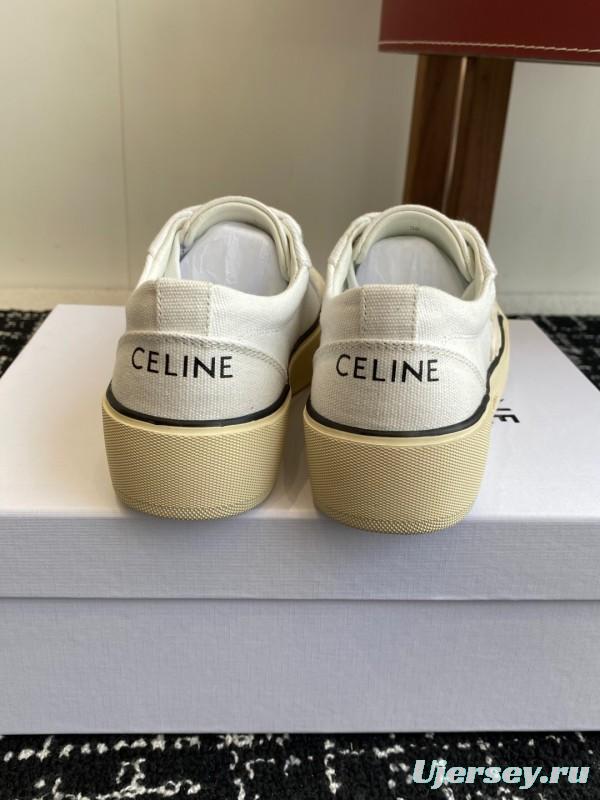 2025 Women Celine White Canvas Sneakers CR-03
