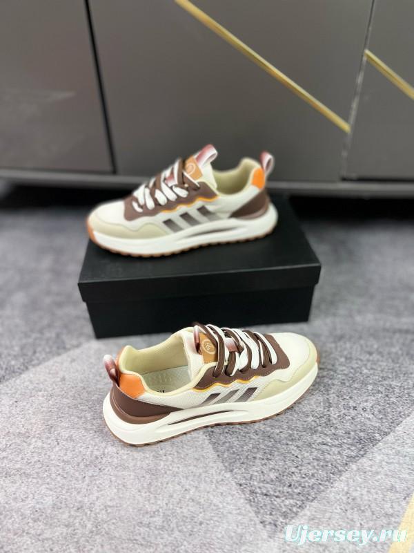 2024 Unisex Armani Beige Brown Pink Leather Mesh Casual Shoes MJ00230