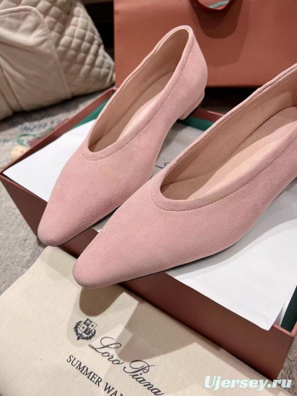 2025 Women LP Pink Suede Ballet Flats LY00300