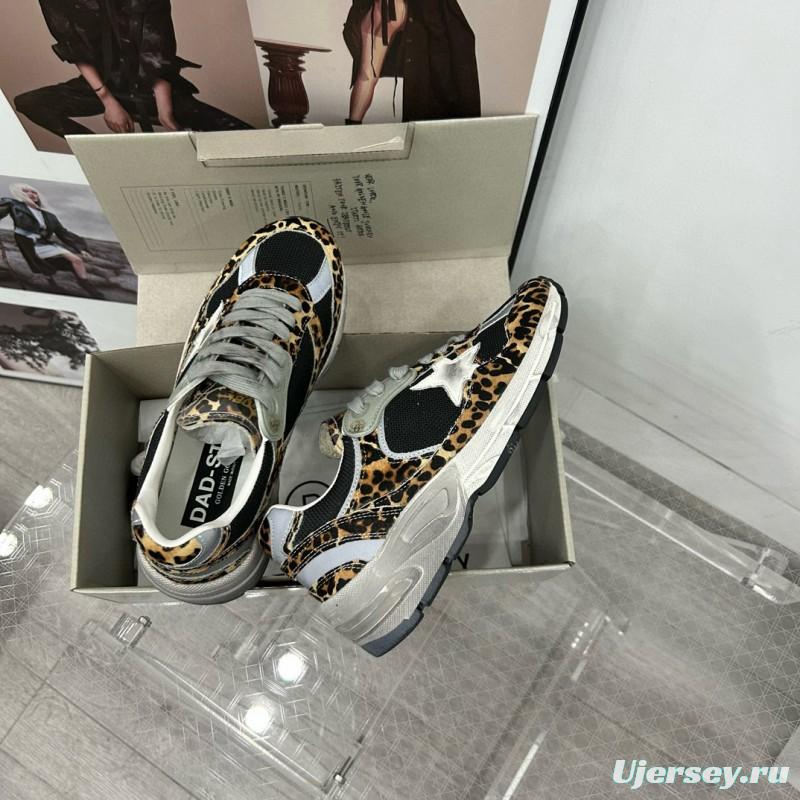 2024 Women GGDB Leopard Black Grey Mesh Leather Sneakers