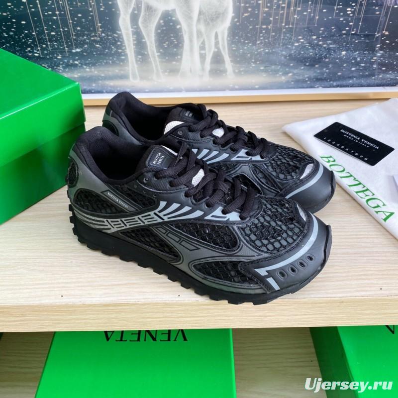 2025 Men BV Black Mesh Leather Sneakers LY00310