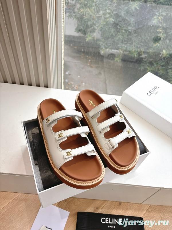 2025 CELINE White Leather Sandals