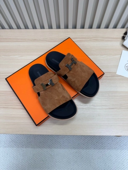 2025 Slippers Hermès Brown Suede Slippers