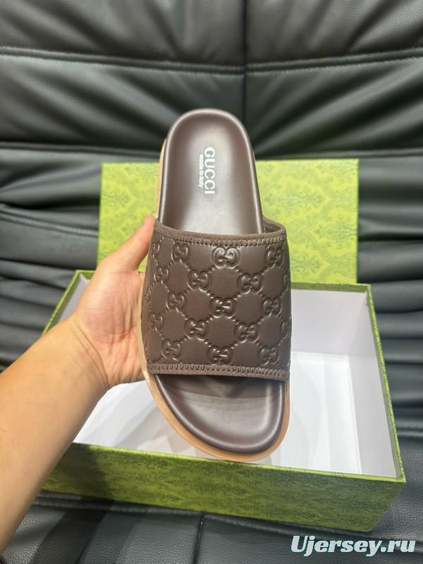 2024 Gucci brown leather Slippers MJ00200