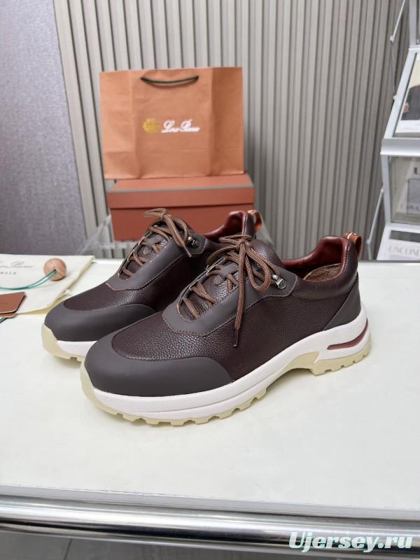 2024 Men Le Parmentier Brown Leather Mesh Sneakers MJ00350