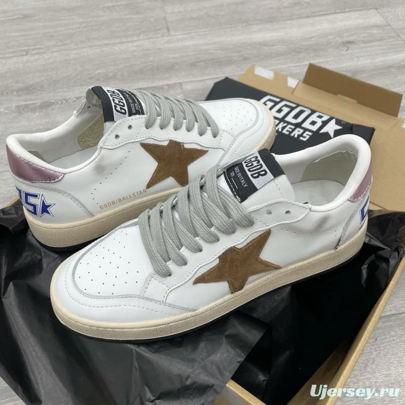 2024 Unisex GGDB White Brown Suede Leather Low Top Sneakers MJ00260
