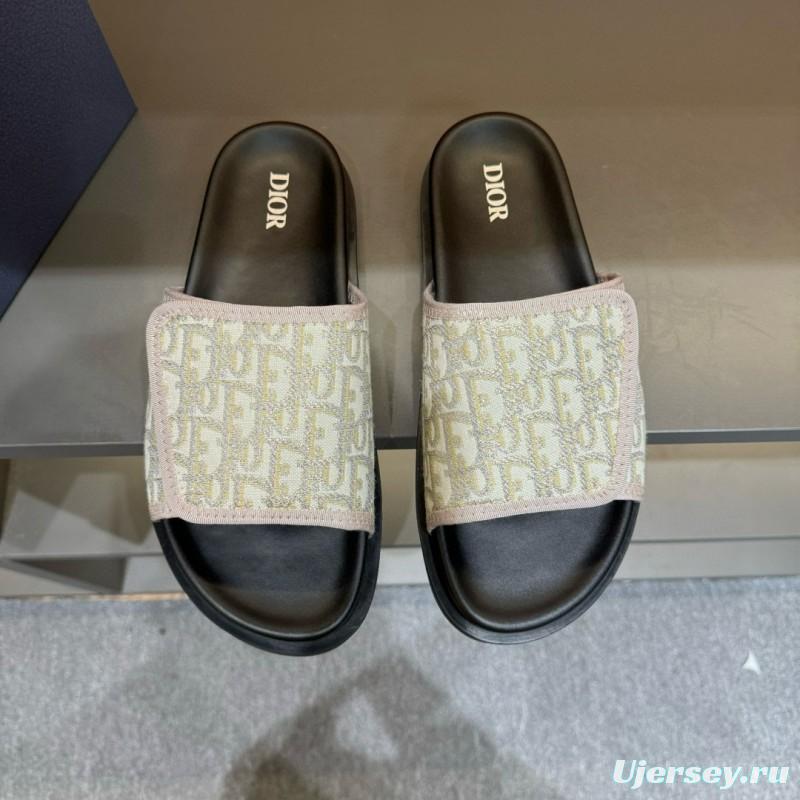 2024 DIOR beige black fabric slippers MJ00180