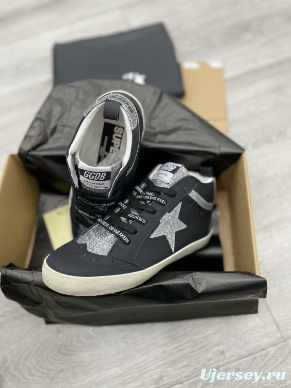 2024 Unisex GGDB Black Silver Leather Glitter High Top Sneakers MJ00300