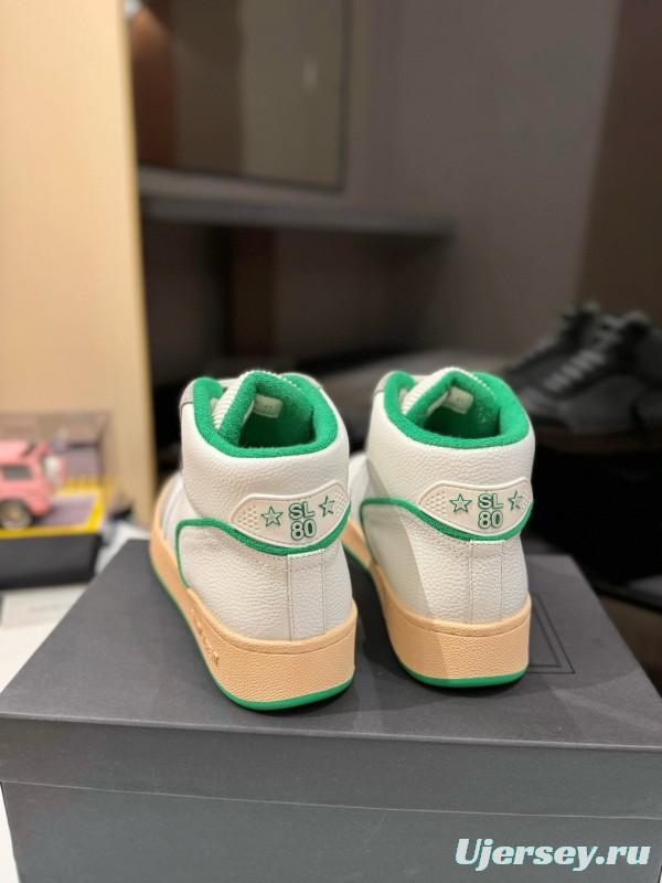 2024 Unisex Yves Saint Laurent White Grey Green Leather Suede Sneakers