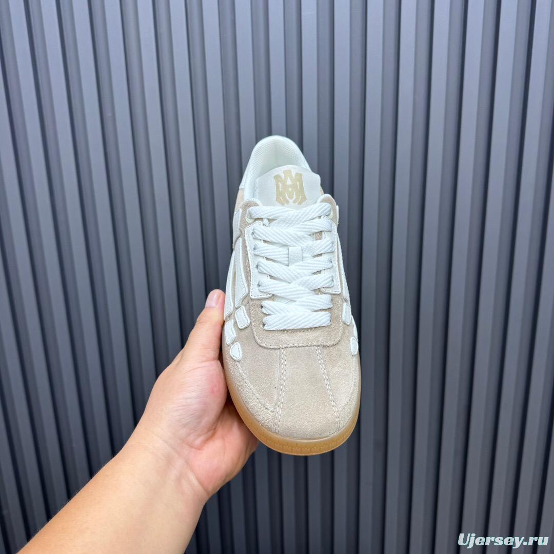 2025 Unisex Amiri Bone White Beige Leather Suede Sneakers LY00280
