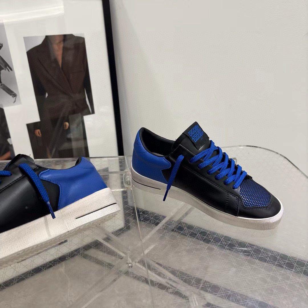 2024 Unisex GGDB Black Blue Leather Mesh Low Top Sneakers MJ00260