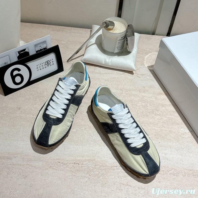 2025 Unisex Maison Margiela White Black Nylon Suede Sneakers Vintage Effect