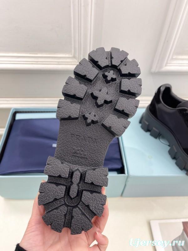 2025 Unisex Prada Black Suede Leather Sneakers KFY00310(F)/KFY00330(M)