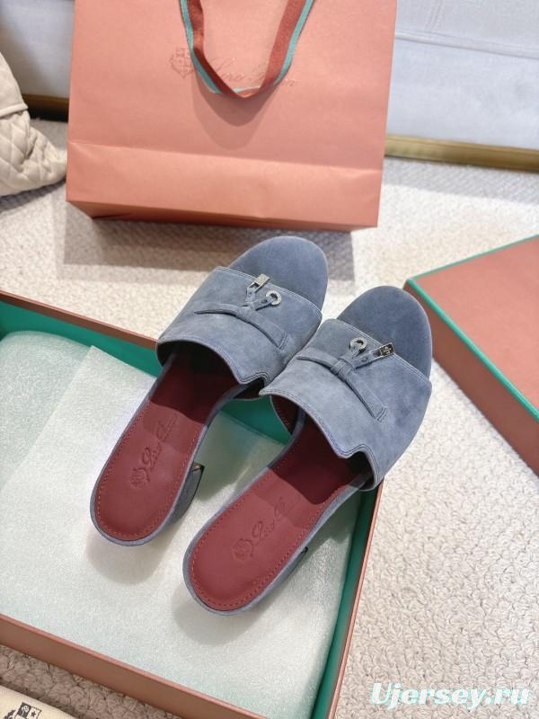 2025 Women LP Blue Suede Sandals