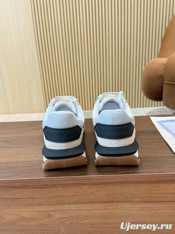 2025 Unisex TOM FORD Beige White Black Leather Suede Sneakers LY00360(F)/LY00370(M)