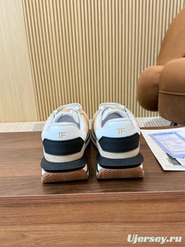 2025 Unisex TOM FORD Beige White Black Suede Leather Sneakers LY00360(F)/LY00370(M)