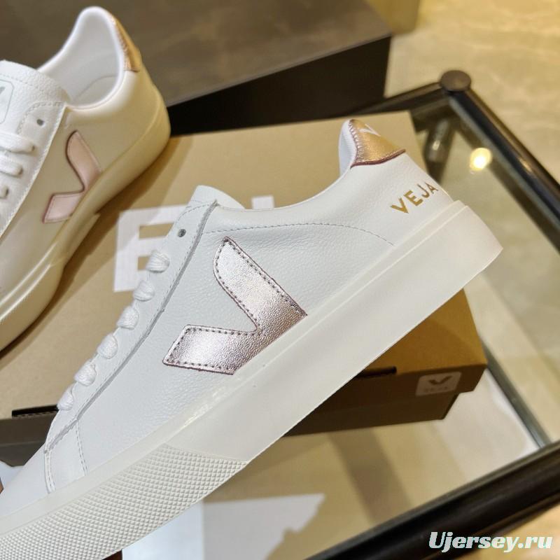 2024 Women VEJA White Rose Gold Leather Sneakers