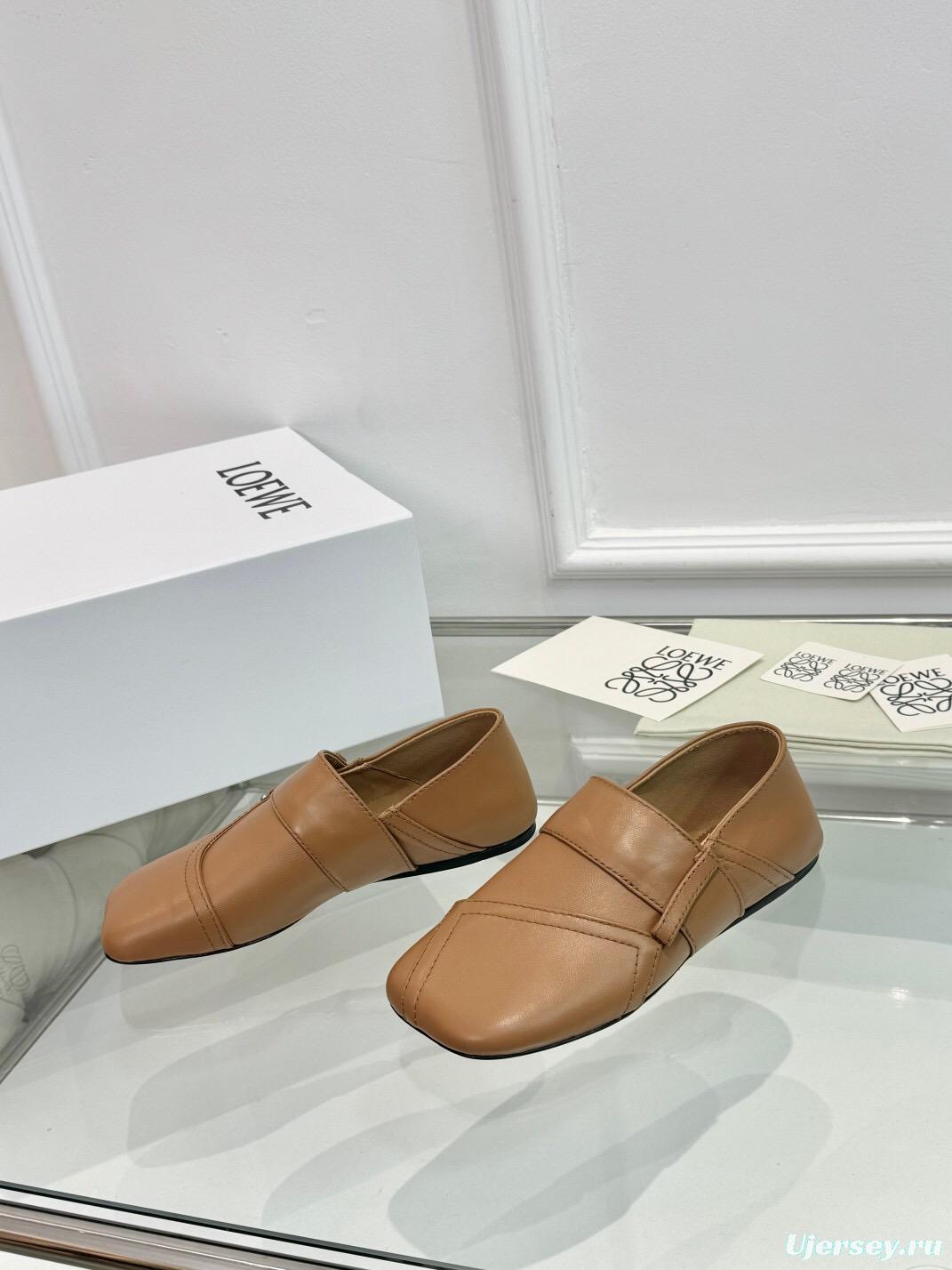 2025 Women Loewe Brown Leather Loafers LY00291