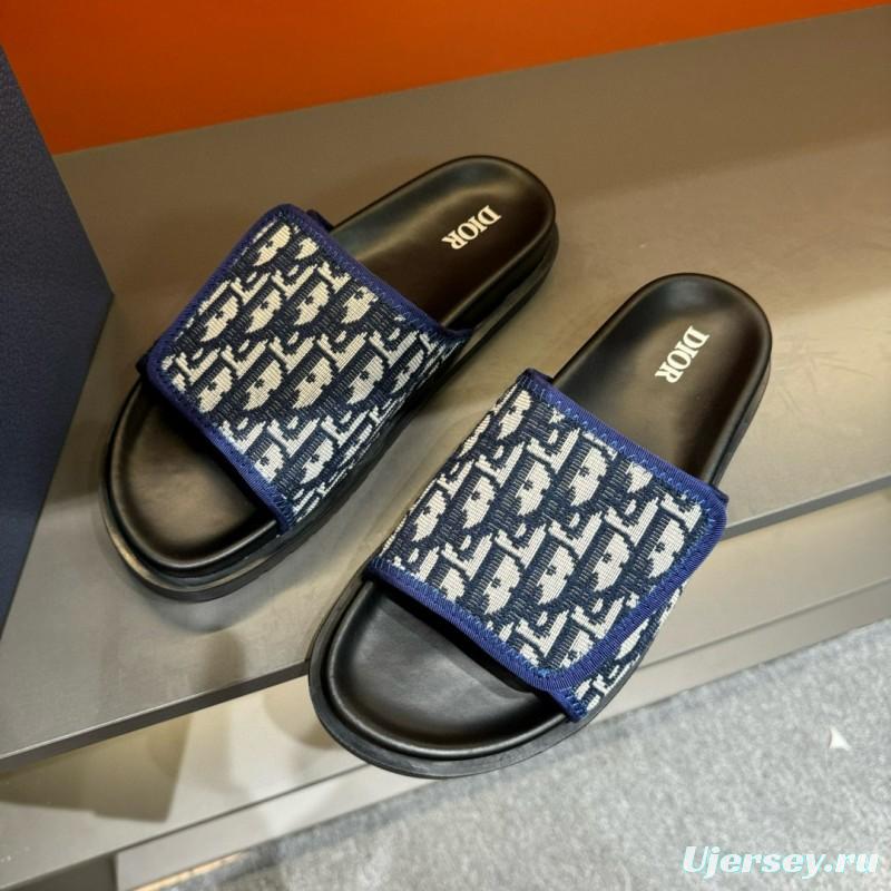 2024 Dior Blue White Fabric Slippers MJ00180