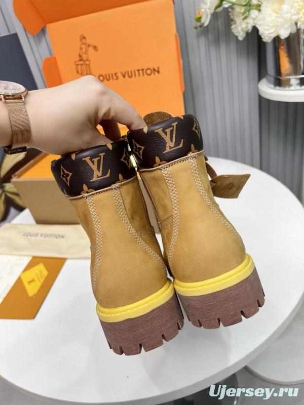 2024 Unisex Louis Vuitton Brown Waterproof Leather Ankle Boots Monogram MJ00450