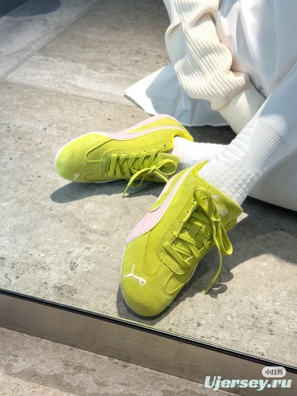 2025 Women Puma Yellow Pink Suede Sneakers KFY00260