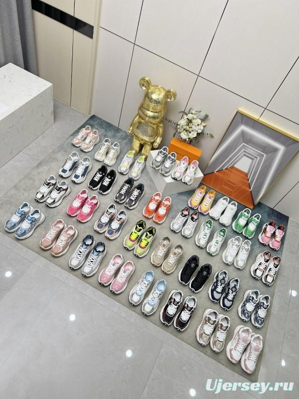 2025 Unisex Louis Vuitton Pink White Leather Tech Fabric Sneakers Monogram LY00340